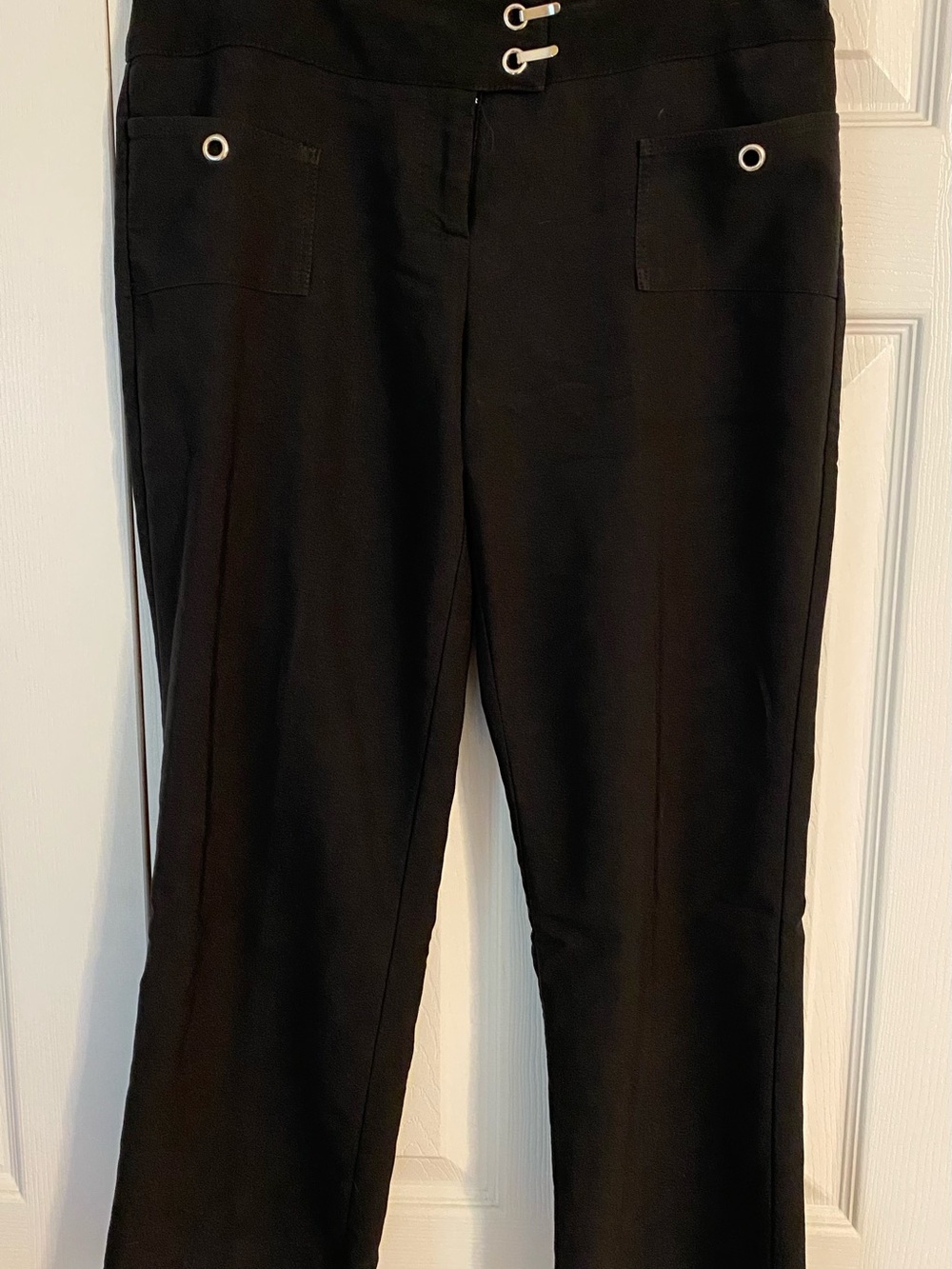 Cache Black Wide-Leg Pull-On capris with Eyelet Trim